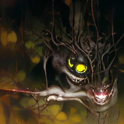 Sinister Cheshire Cat with Glowing Eyes