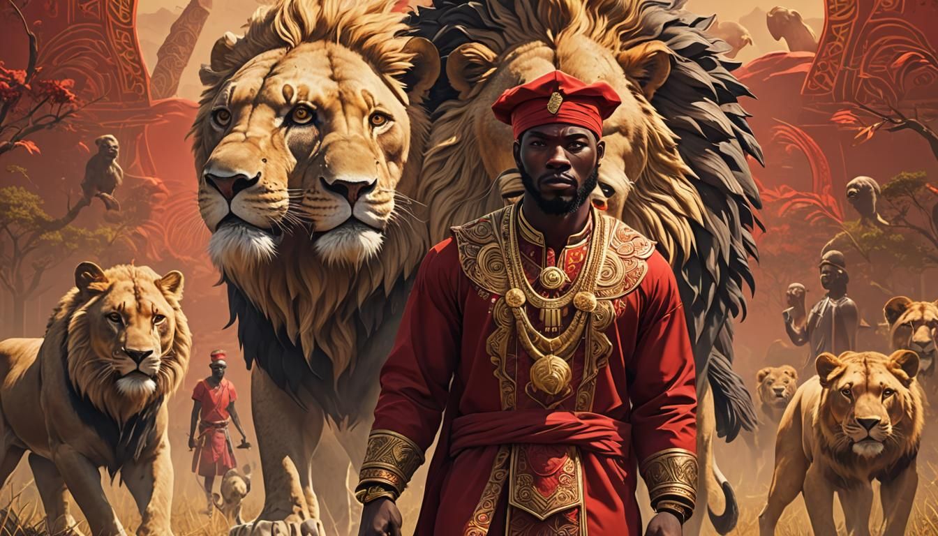 Anime 3D Render of African Man in Red Attire