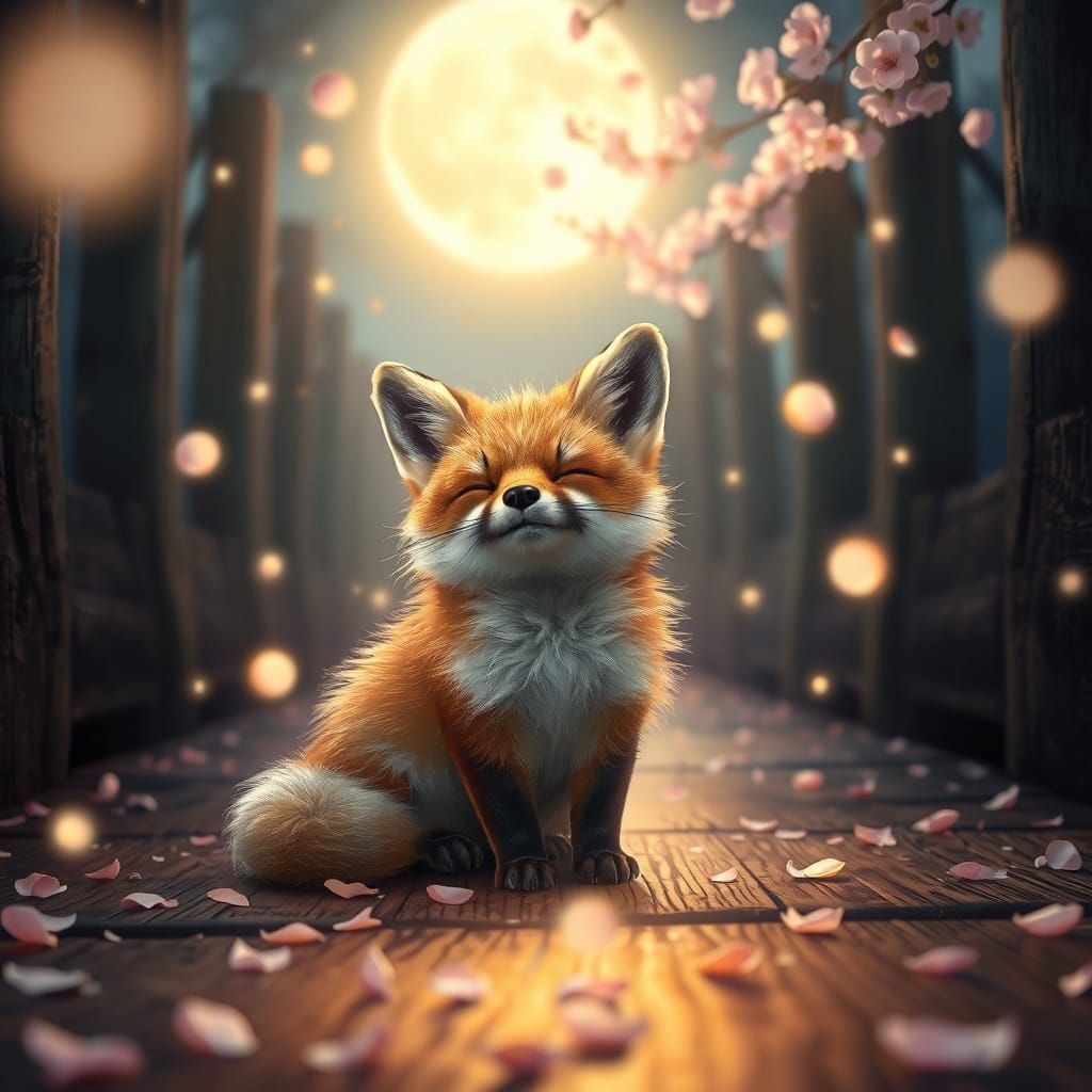 Ancient Path Whispers to a Dreaming Fox in Ethereal Bloom
