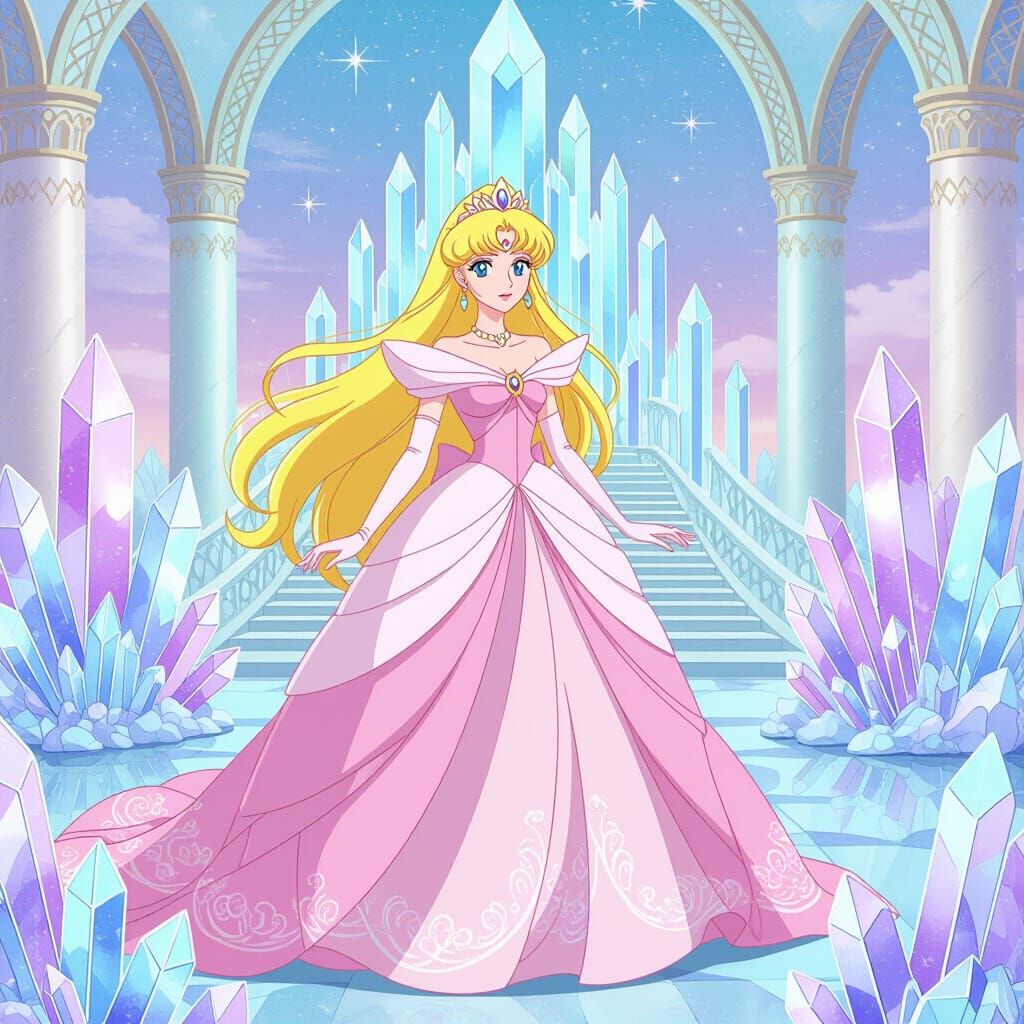 Princess Serenity in Crystal Tokyo Palace, Anime Style
