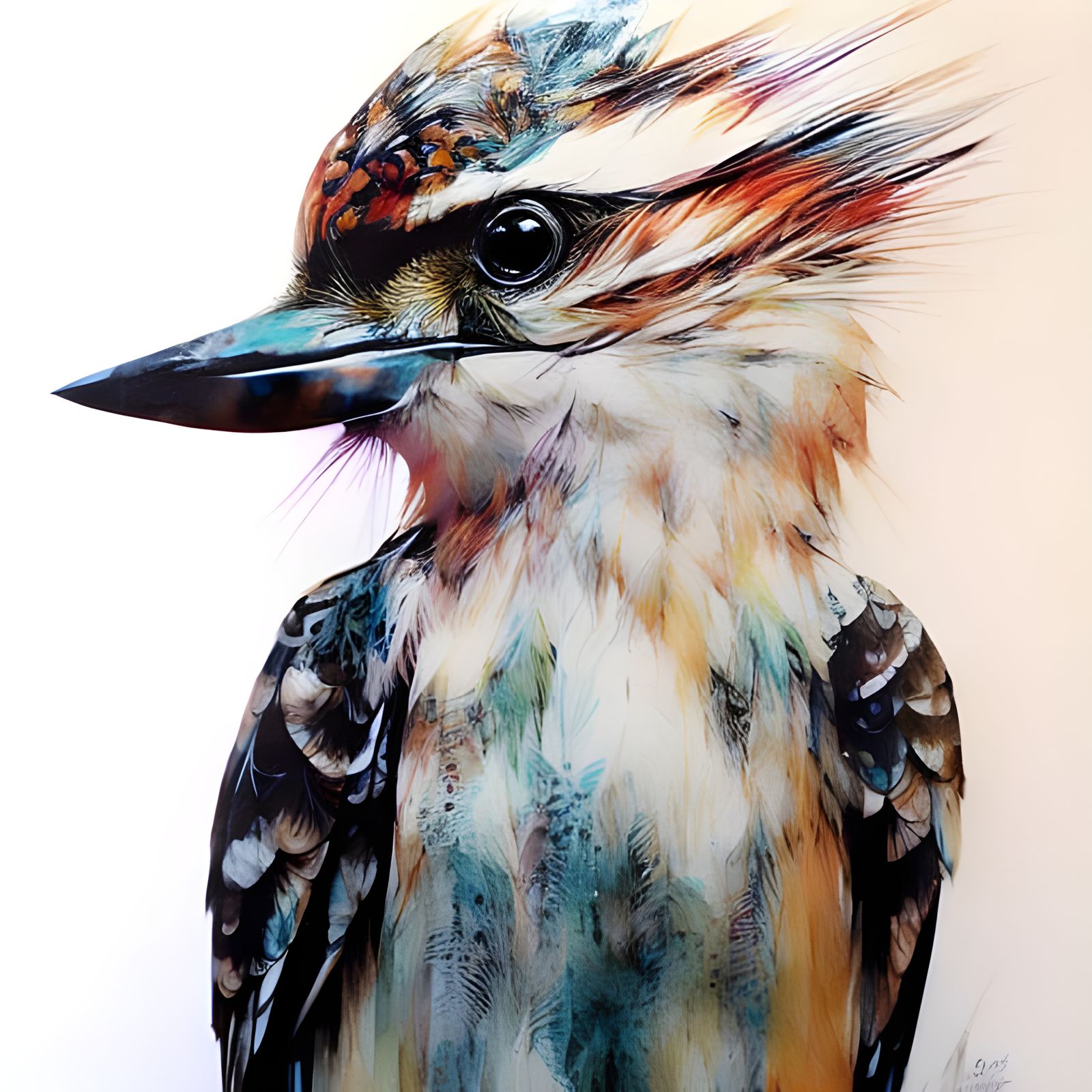 Colorful Ink Splash Kookaburra Portrait