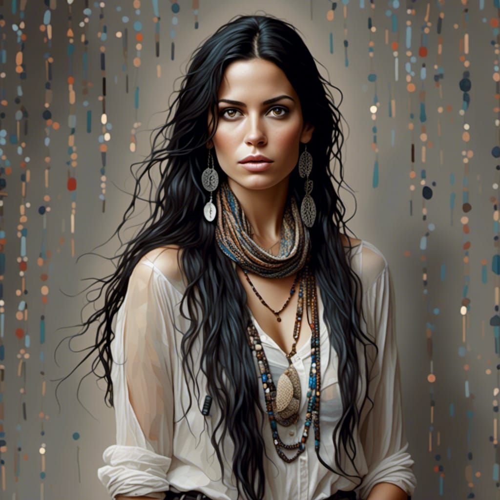 Mosaic Portrait of a Beautiful Spanish Woman