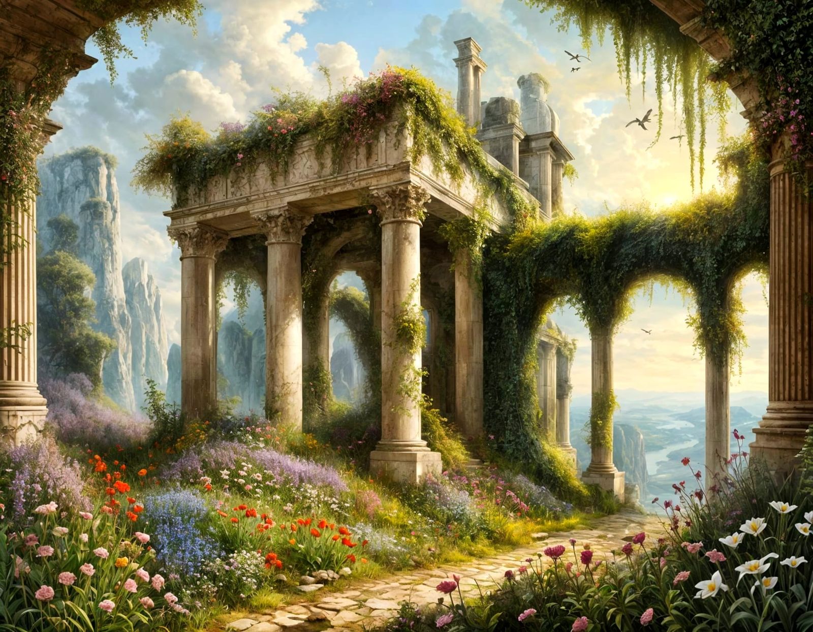 Magical Dystopia: Ruined Portico in a Mythical Realm
