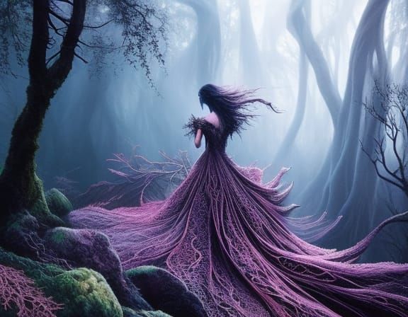 Ethereal Princess in Liminal Forest Illustration