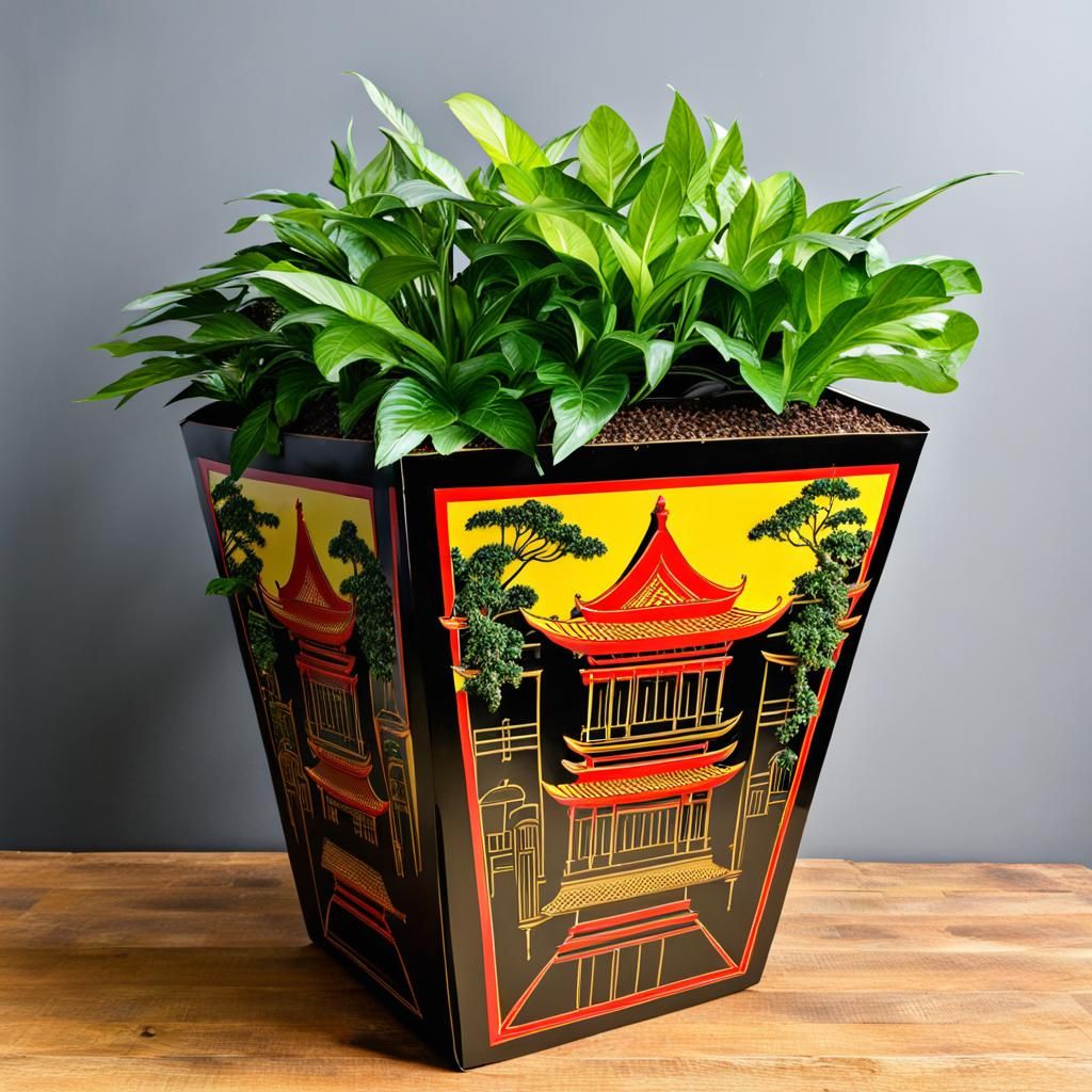 Huge  Chinese food takeout box planter