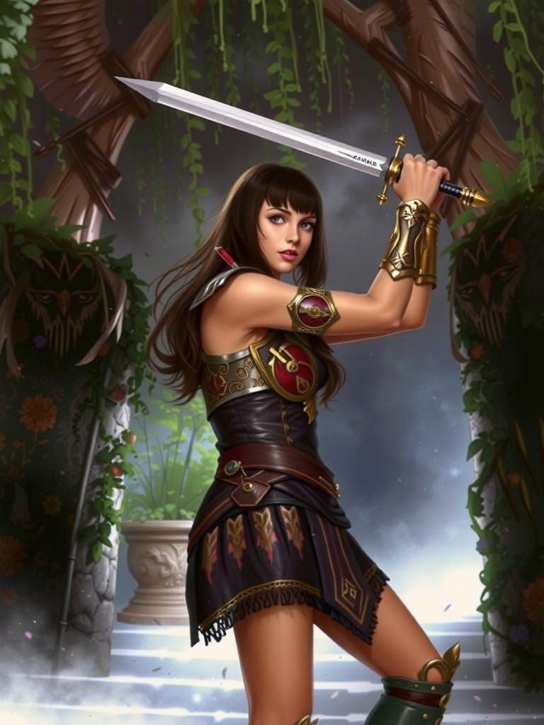 Regal Warrior Princess Poses Dramatically in Hyperrealistic...