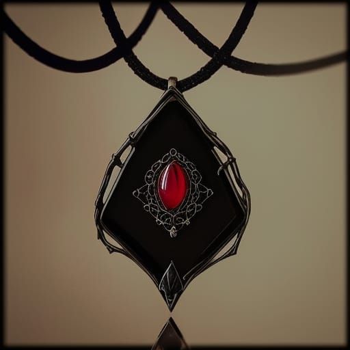 Hecate gothic necklace with obsidian pendant with red accents& gothic vibes& ethereal vibes& witchy vibes& magical vibes...