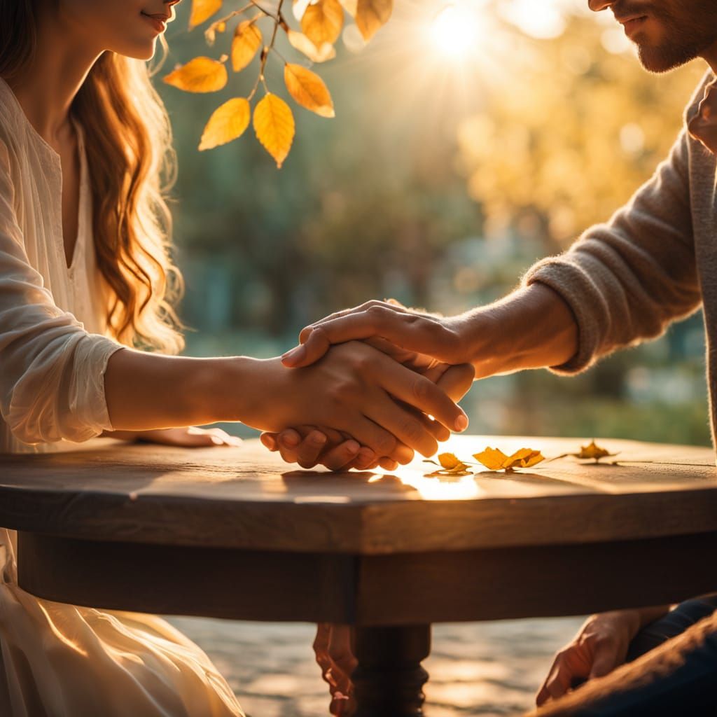 Romantic Image of Devotion in Golden Hour Lighting