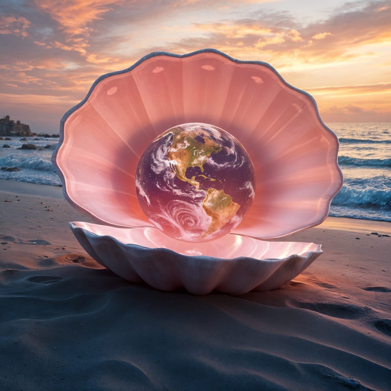 Earth as Pearl: 3D Rendered Fantasy Art
