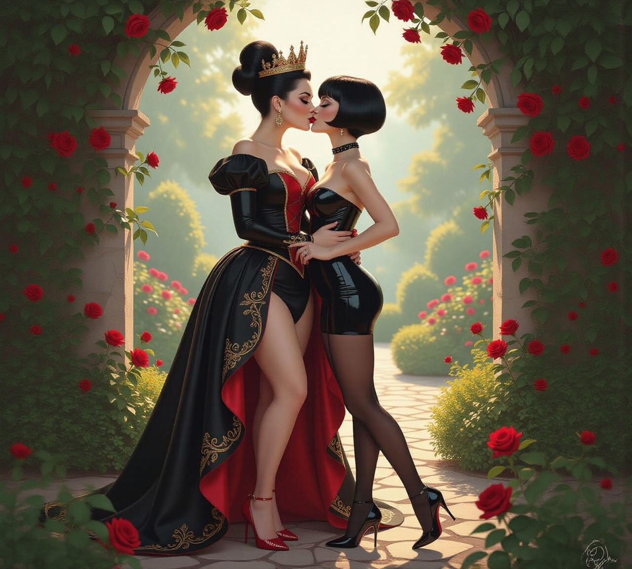 Queen of Hearts and Mavis: Lesbian Kiss