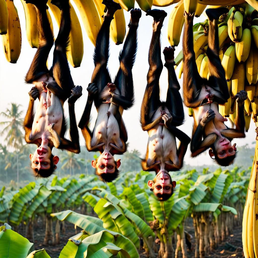 Pirate Monkeys on Banana Plantation in India