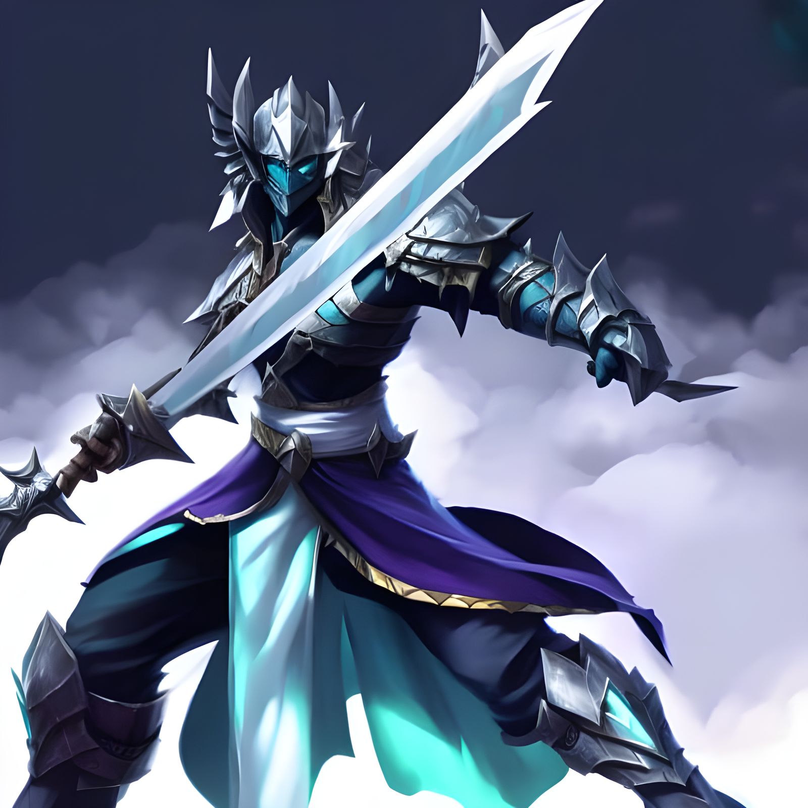 Dynamic Swordmaster in Ultimate Action Pose