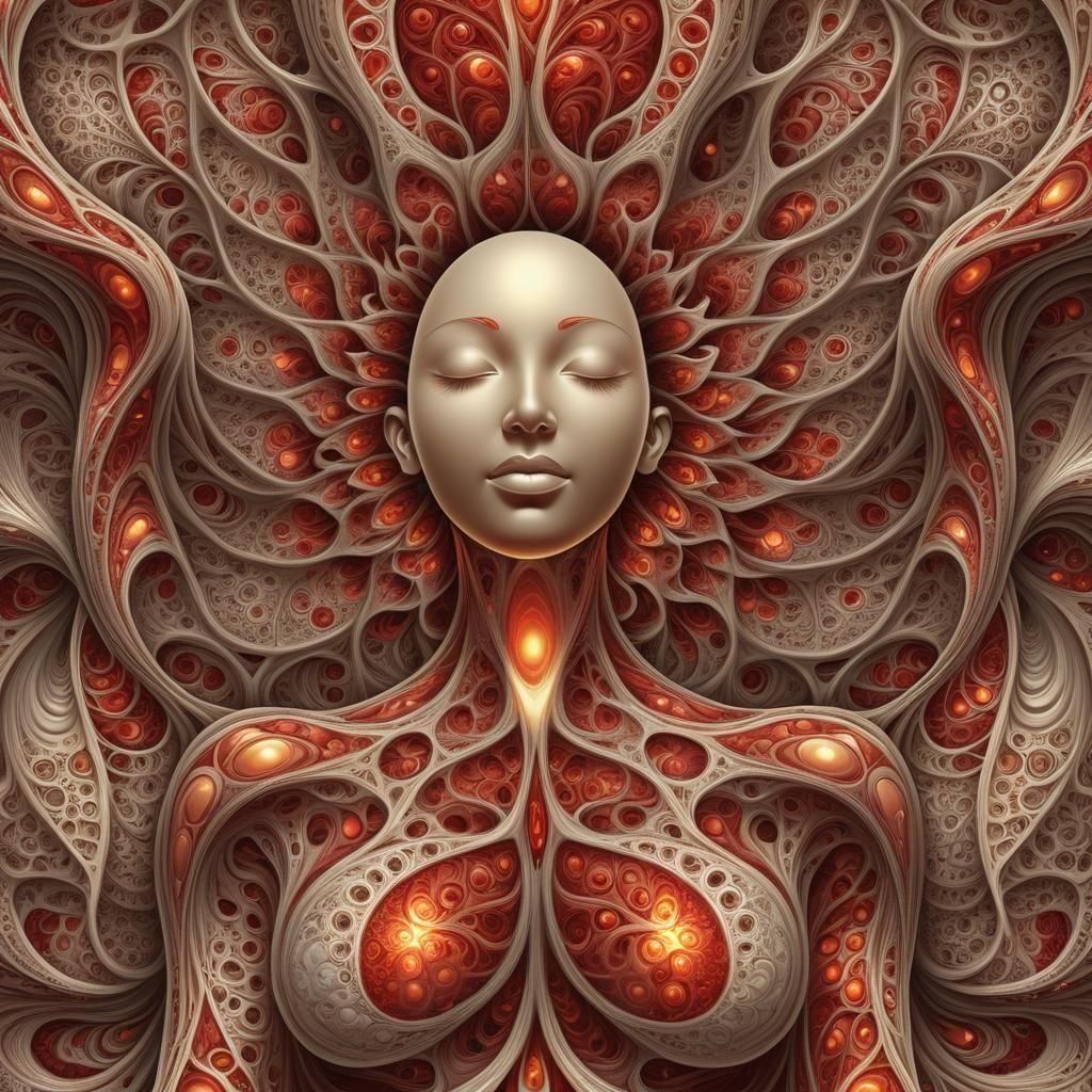 Light's Manifestation: Abstract Fractal Blood Flow