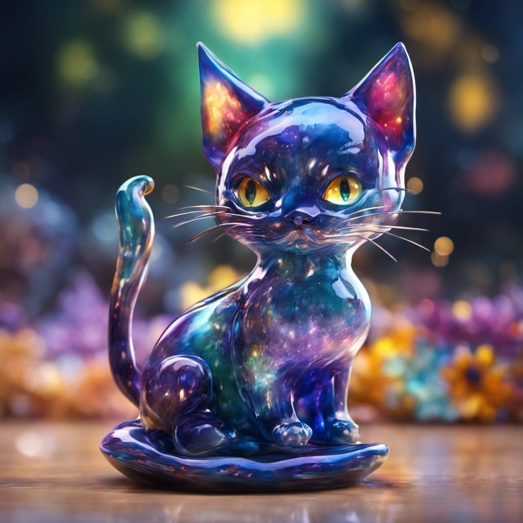 Blown Glass Kitten on a Summer Night