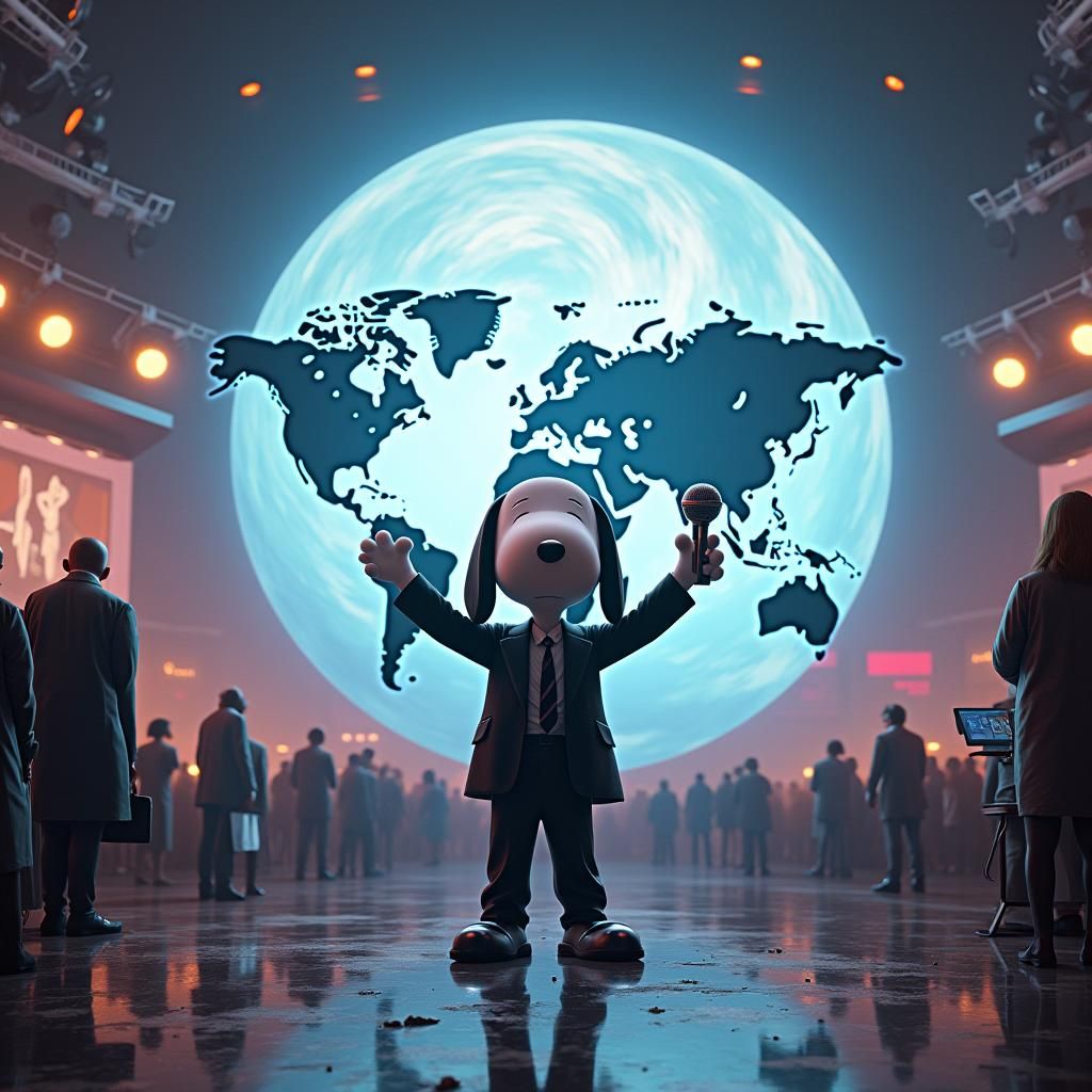 Snoopy the Weatherman in a Digital Concept Art Studio