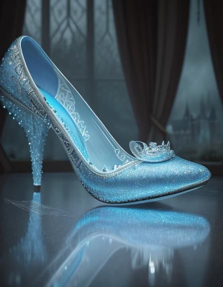 Cinderella's Glass Slipper in Dark Cinematic Style