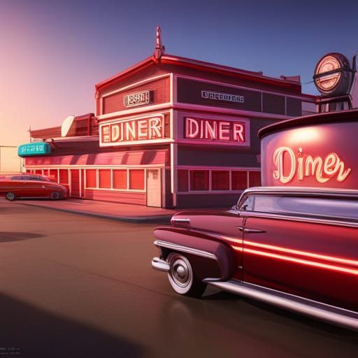 Detailed 1950s Diner Concept Art