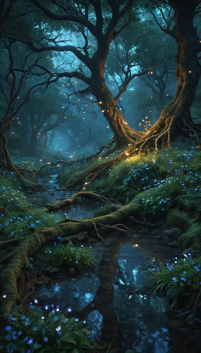 Mystical Forest at Twilight in Magical Realism