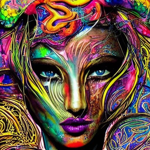 Intricate Vogue Model in Spectral Crackle Style