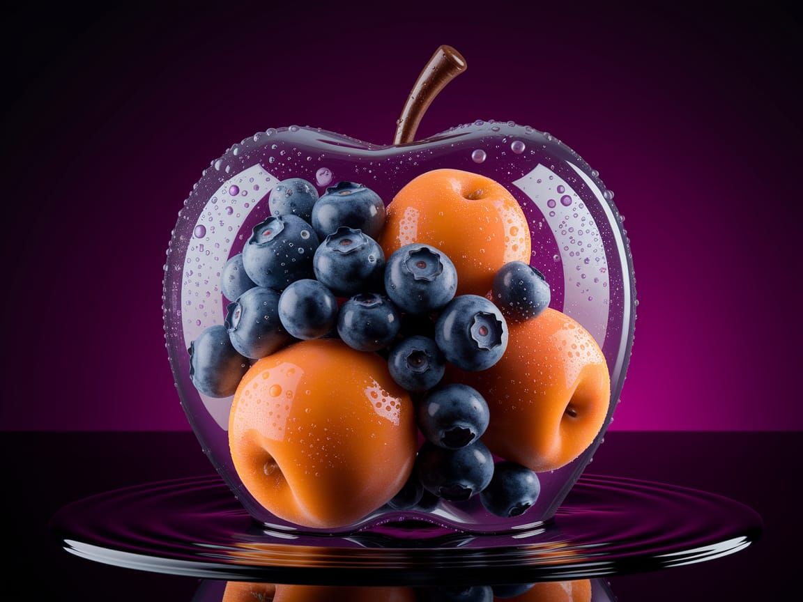 Fruits in a Sparkling Glass Vessel