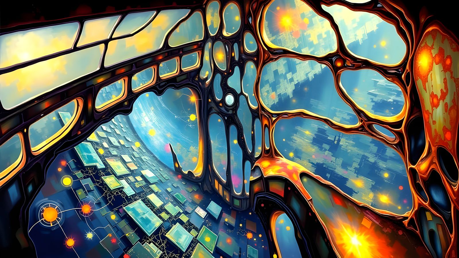 Vibrant Iron Architecture in Liminal Night