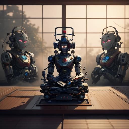 Robot Attends Tea Ceremony in 3D Anime Art