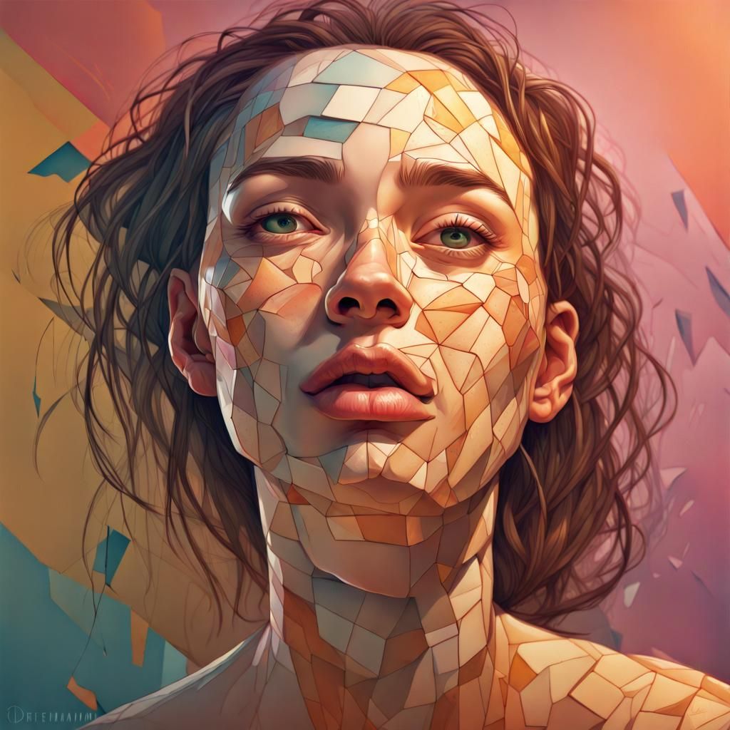 Dreamlike Woman's Face in Hyperrealistic Splash Art