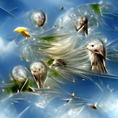 Dandelion Seeds Floating on the Wind