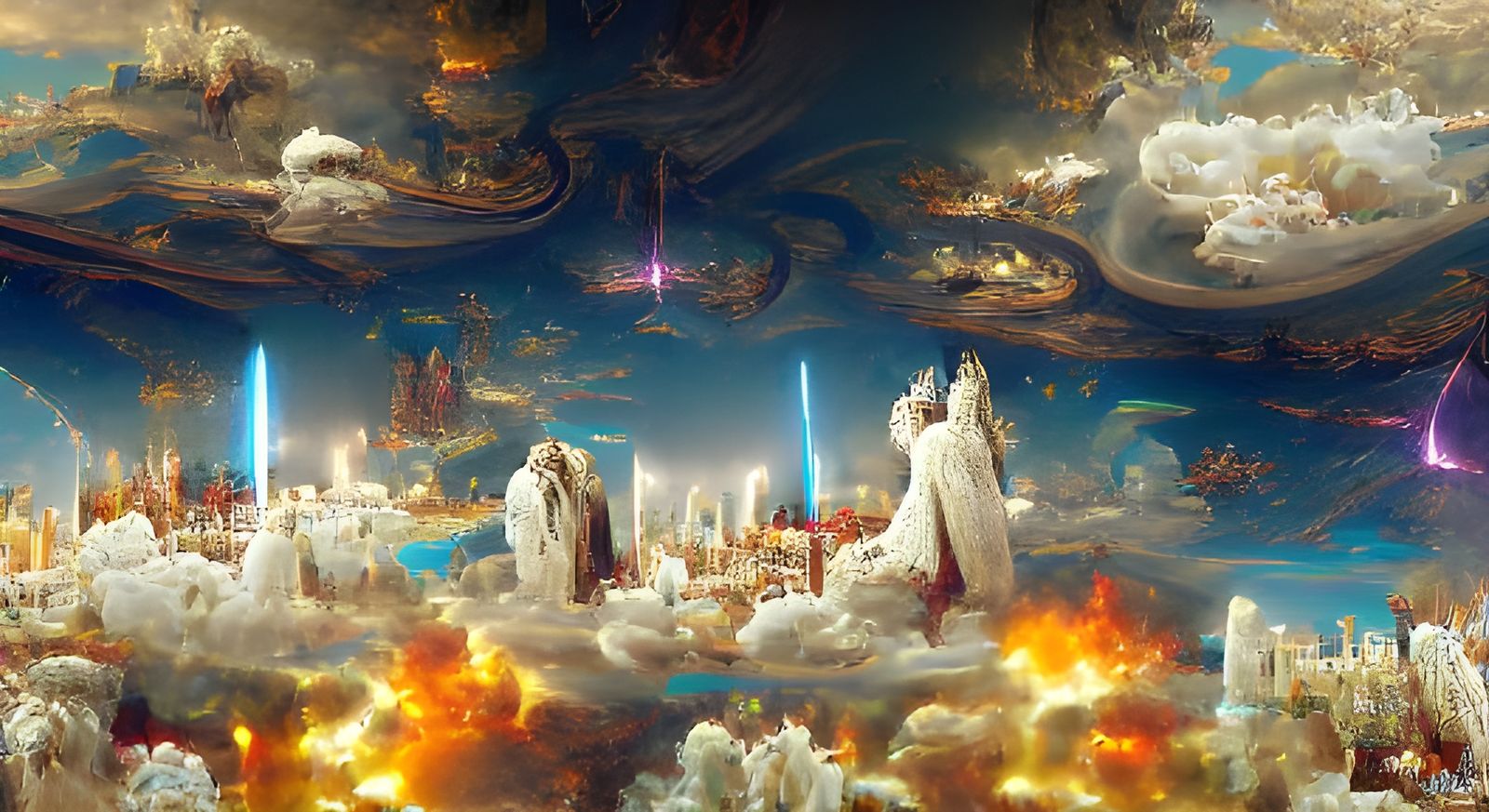 Biblical Figure Surrounded by Candlesticks: Digital Matte Pa...