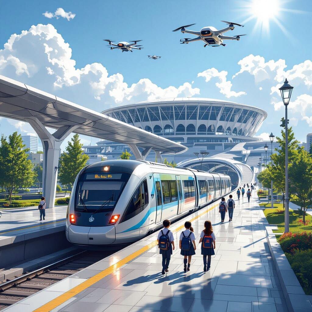 Futuristic Tashkent: Students, Metro, Stadium, Drones