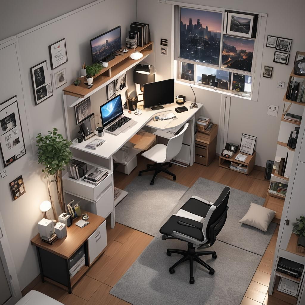 Small Room in Anime Style 3D Rendering