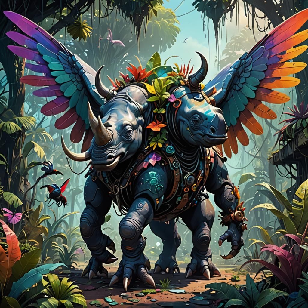 Rhino-Octopus-Toucan Hybrid in Diesel-Punk Dreamworld