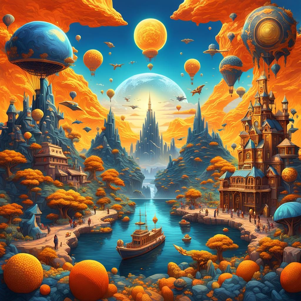 Surreal Pop Culture Collage in Fantasy Art Style
