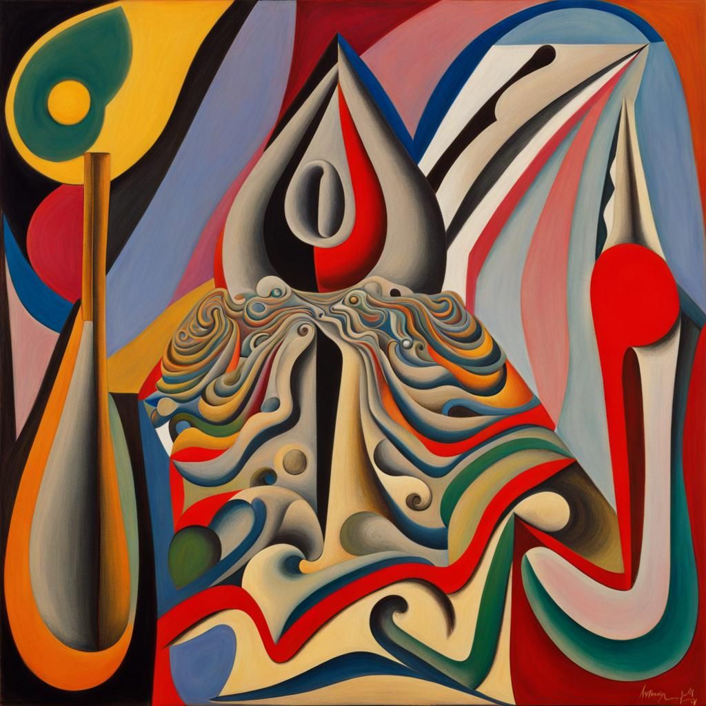Abstract Expressionist Painting in Surrealist Style