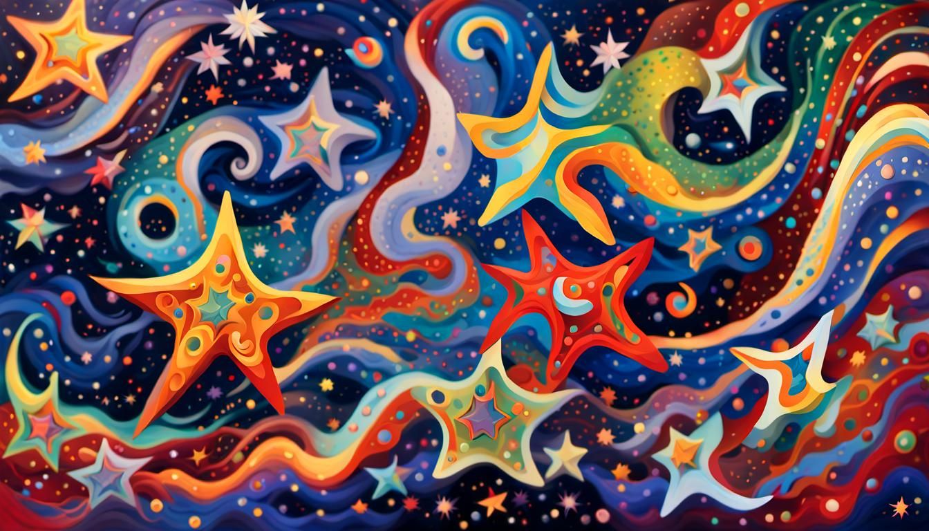 Iridescent Starscape: Aboriginal-Style Fractal Painting