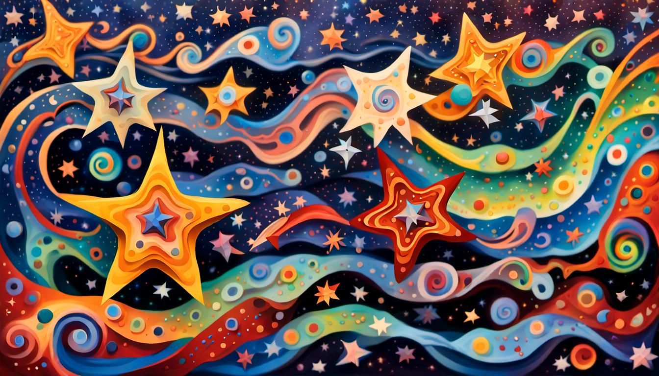 Iridescent Stars: An Aboriginal-Inspired Impasto Painting
