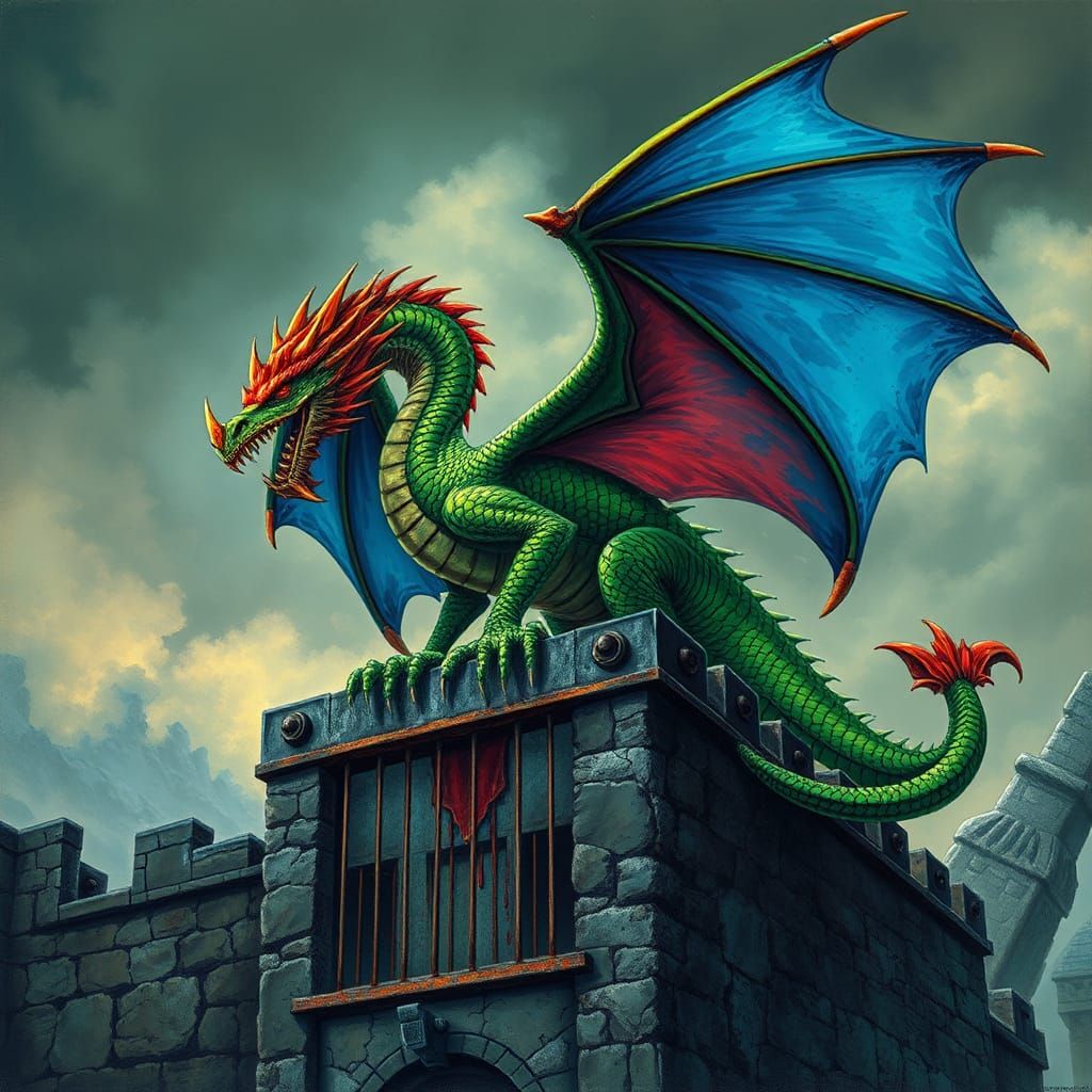 Majestic Green Dragon Guardian of Ancient Prison