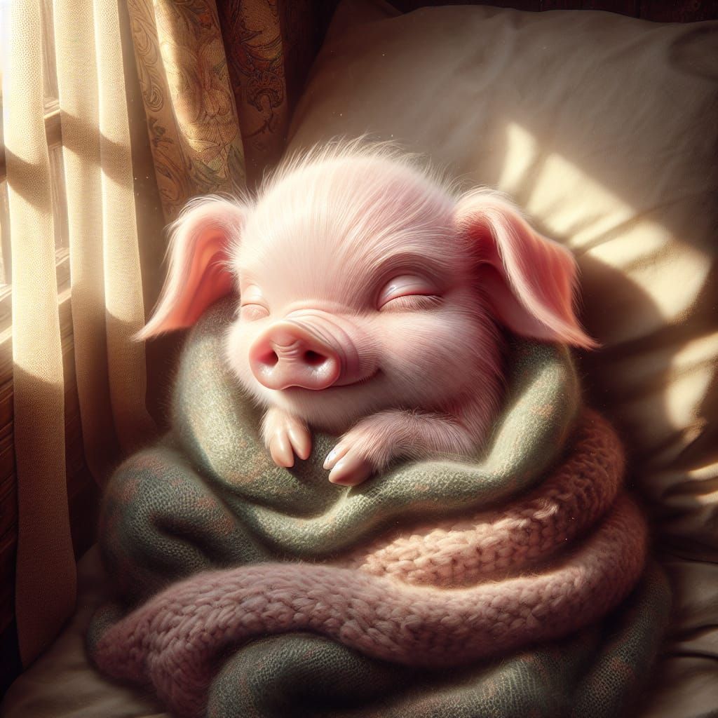 Adorable Teacup Piglet Napping: Fantasy Concept Art