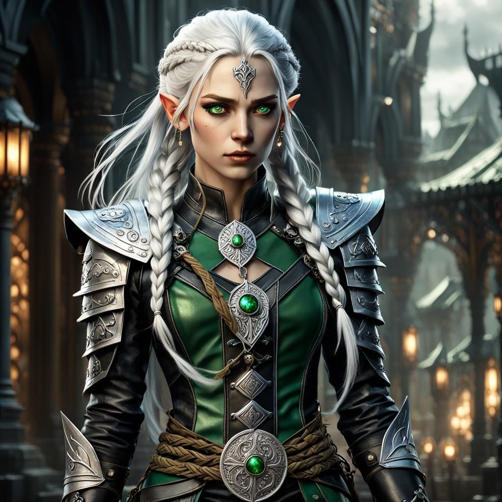 Ethereal High Elf Warrior in Dark Fantasy Style