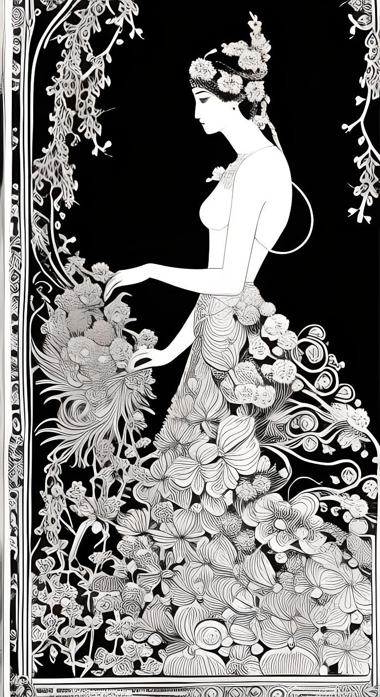 Amazing Flower Goddess Inspired by Aubrey Beardsley