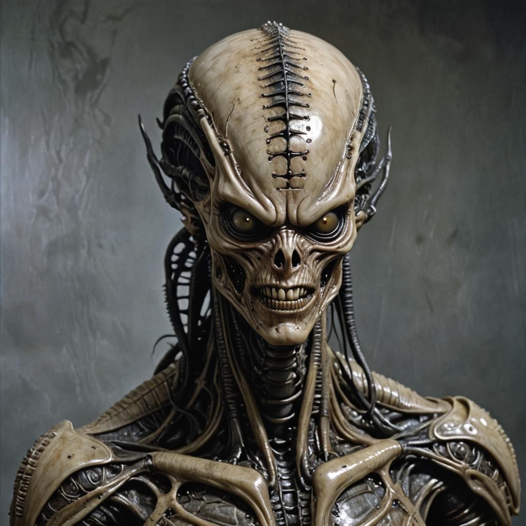 Xenomorph Pinhead: A Hyperrealistic Alien Portrait