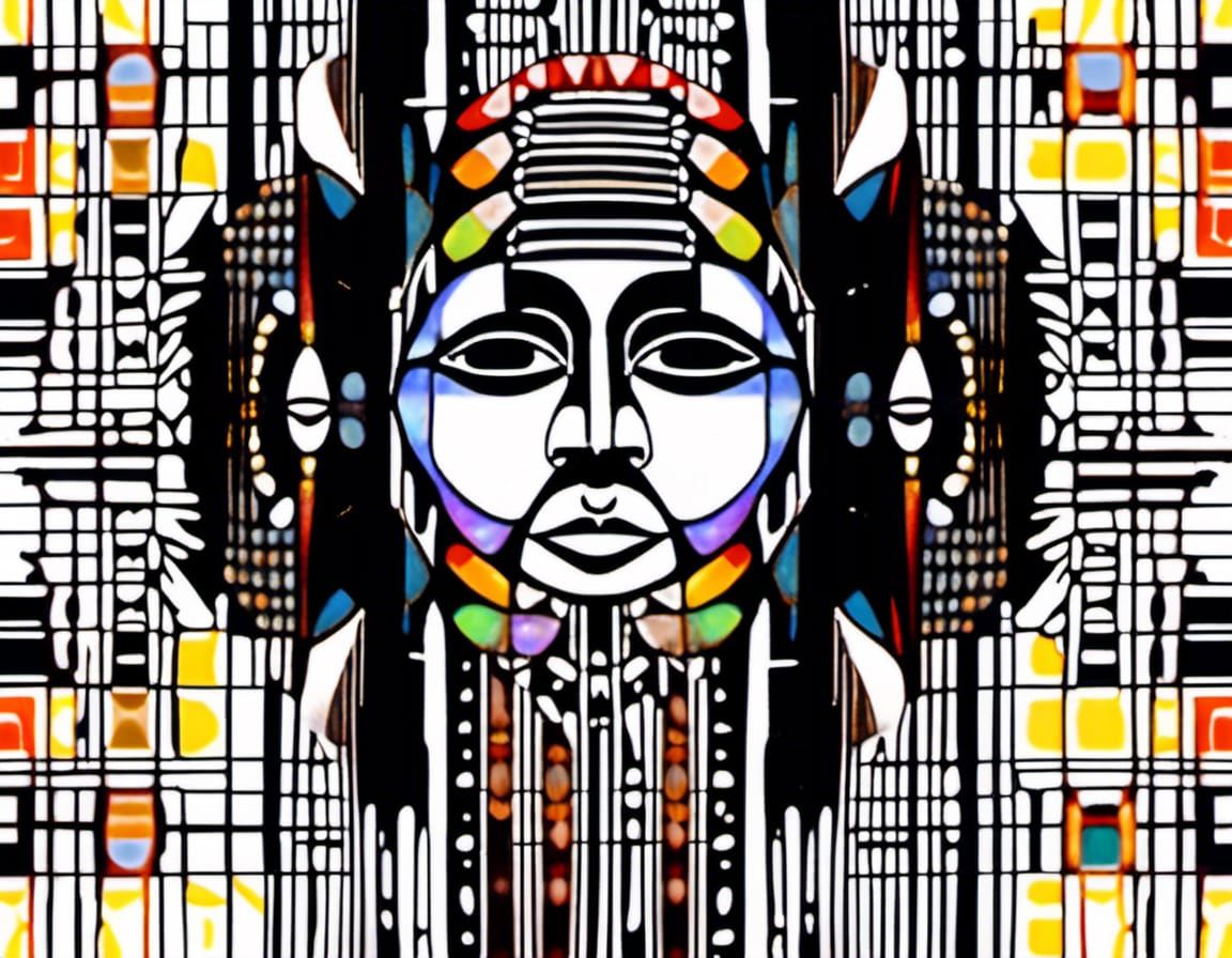 African Masks in Scrapbook Collage Style