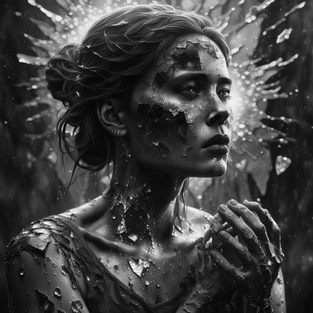 Badass Woman with Broken Heart: Detailed Matte Painting