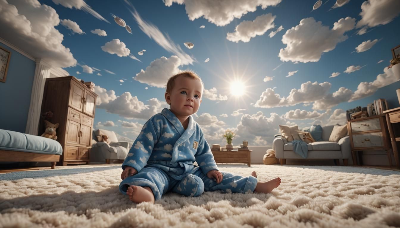Baby Under Blue Sky: Detailed Matte Painting