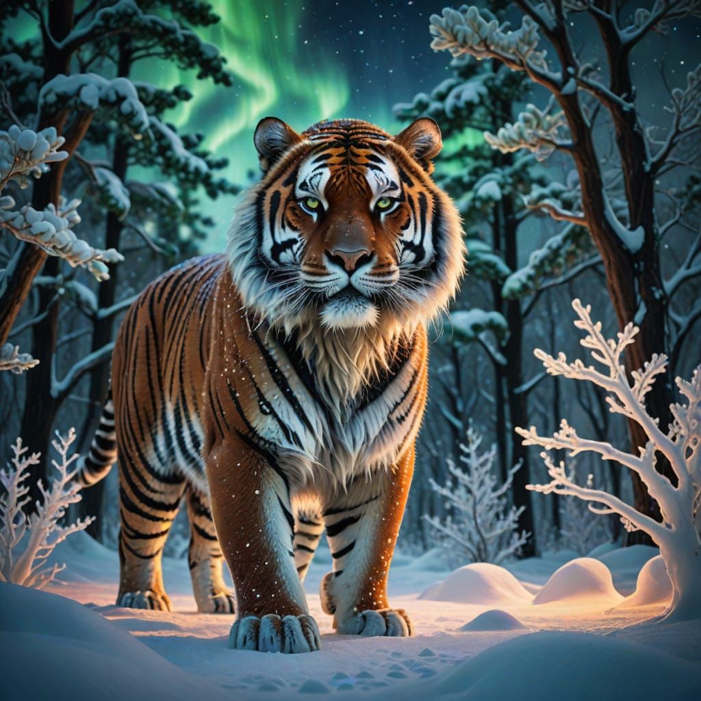 Majestic Siberian Tiger in Hyper-Realistic Fantasy Art