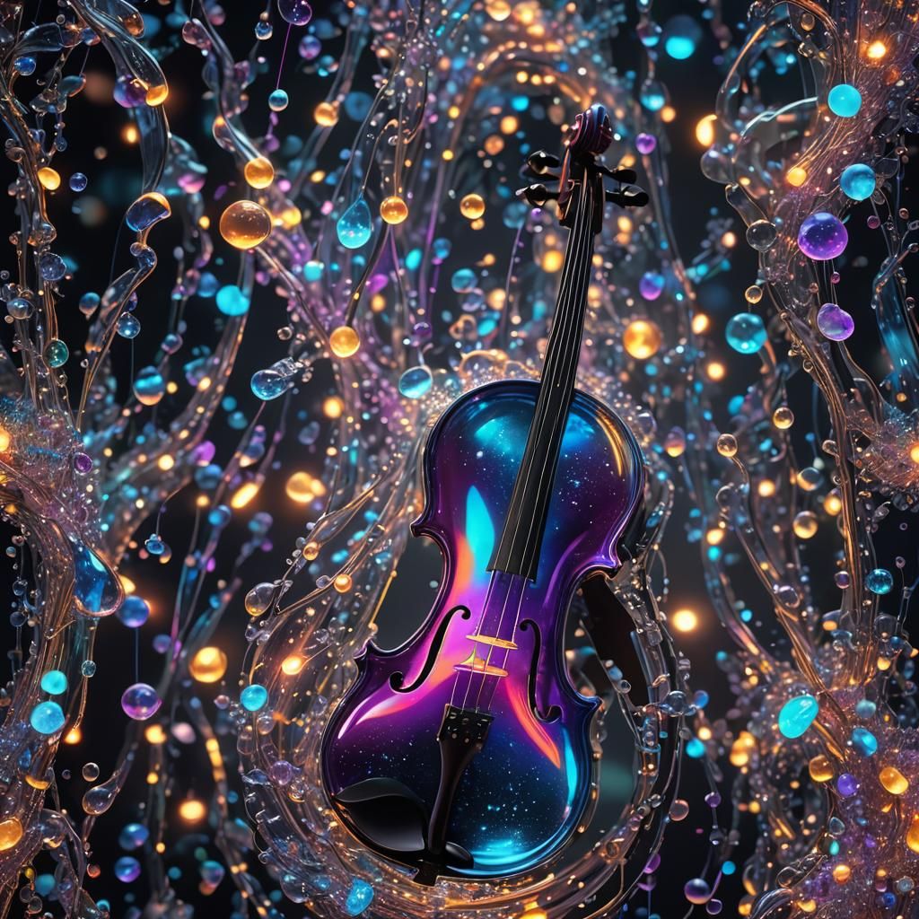 Radiant Glass Violin in Neon Style