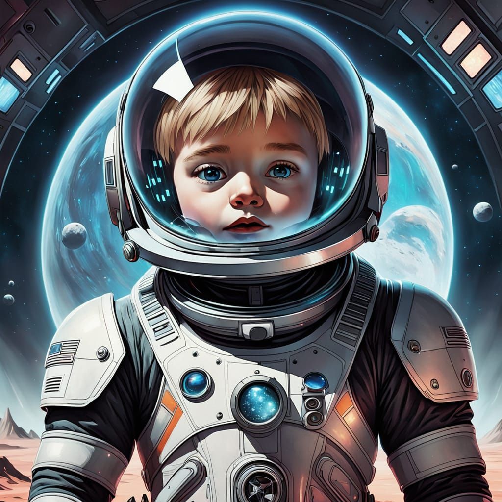 Young Space Traveler Explores Futuristic Cosmos in 1960s Sci...