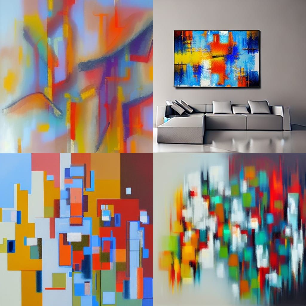 Bold Abstract Painting with Dynamic Shapes