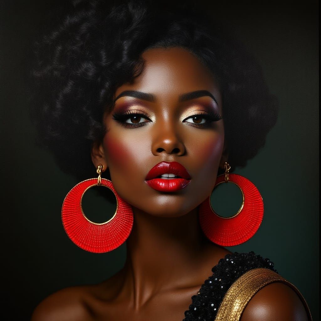 Art Deco Flapper with Red Earrings