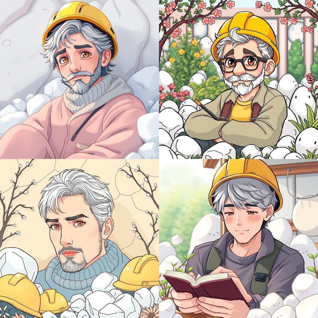 Cozy Gentleman in Coloring Book Scene with Cute Rocks